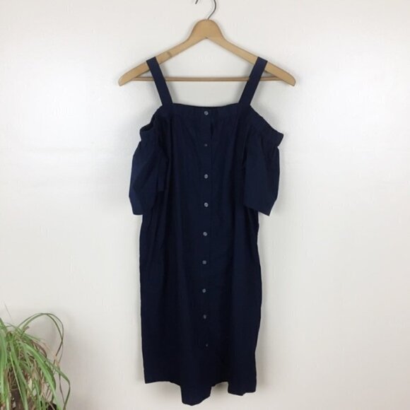 [Loft] Off the Shoulder Button Down Dress - Picture 1 of 8